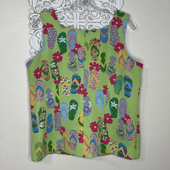 COURTENAY Stretch Women's 14 Tank Top & Skirt 2-Piece Set Flip Flop Print GREEN - Picture 7 of 16